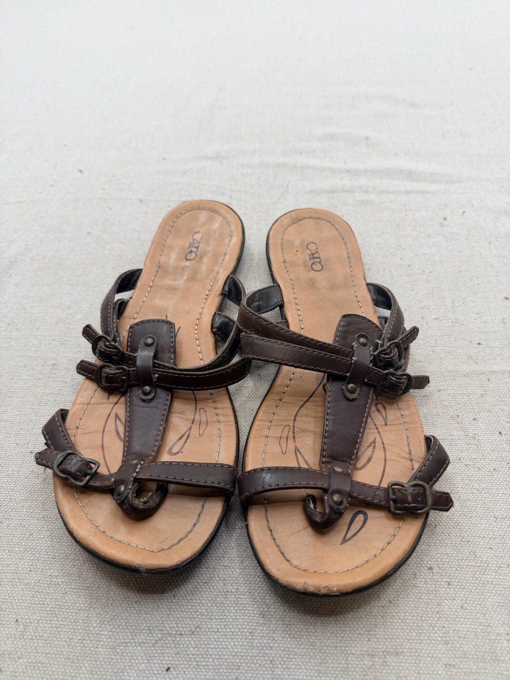 Cato Brown Leather Slide Sandals